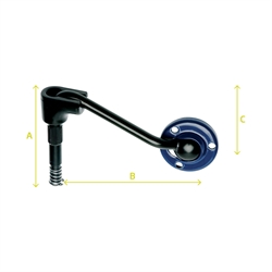 Overkropsstøttestang, nedadbøjet med mål