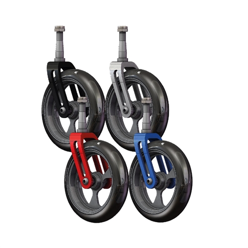 Komplet sæt - Forhjul 6" 150 x 36 i Aluminium med farvet gaffel 6"x 46 mm